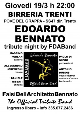 EDOARDO BENNATO , ANTONIO DUBOIS , FDAB-FALSIDELLARCHITETTOBENNATO , COVER BAND , COVER BAND EDOARDO BENNATO , COVER BAND UFFICIALE DI EDOARDO BENNATO , COVER BAND UFFICIALMENTE RICONOSCIUTA DA EDOARDO BENNATO , EDOARDO BENNATO COVER BAND , EDOARDO BENNATO COVER BAND UFFICIALE , TRIBUTE BAND , TRIBUTE BAND UFFICIALE , TRIBUTE BAND UFFICIALMENTE RICONOSCIUTA DA EDOARDO BENNATO , TRIBUTE BAND EDOARDO BENNATO , EDOARDO BENNATO TRIBUTE BAND , EDOARDO BENNATO TRIBUTE BAND UFFICIALE , UFFICIALMENTE RICONOSCIUTI DA GIORGIO BENNATO , EDIZIONI MUSICALI CINQUANTACINQUE TRENTI - 9 MARZO 2009 - VICENZA